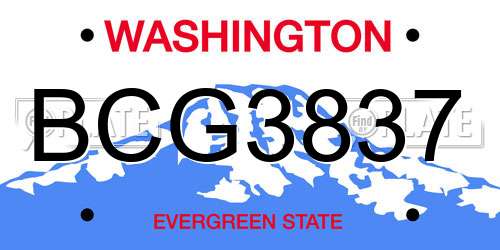 BCG3837 Washington License Plate