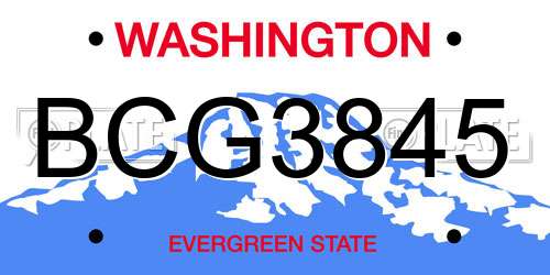 BCG3845 Washington License Plate