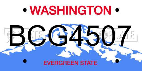 BCG4507 Washington License Plate