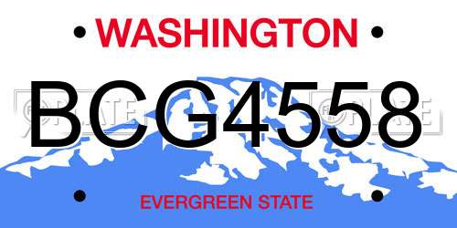 BCG4558 Washington License Plate