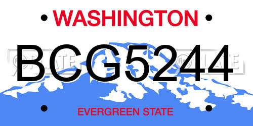 BCG5244 Washington License Plate