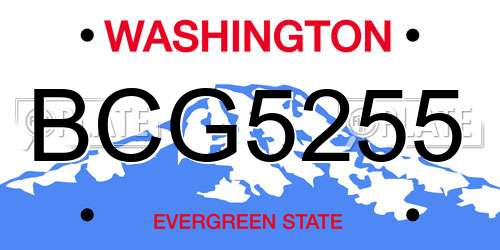 BCG5255 Washington License Plate