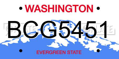 BCG5451 Washington License Plate
