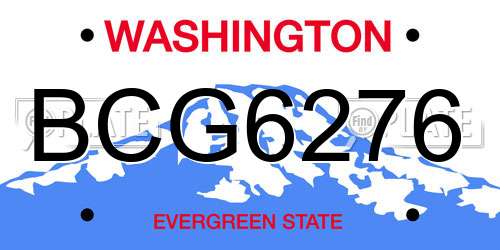 BCG6276 Washington License Plate