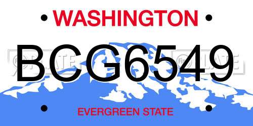 BCG6549 Washington License Plate