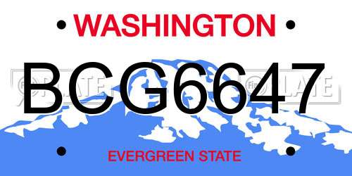 BCG6647 Washington License Plate
