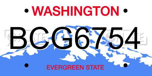 BCG6754 Washington License Plate