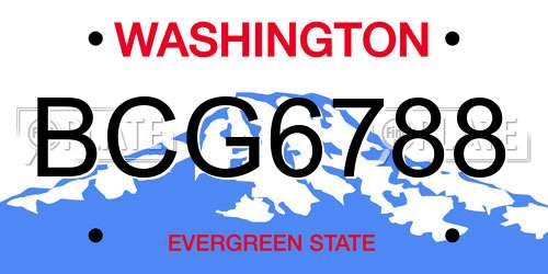 BCG6788 Washington License Plate