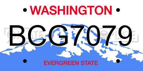 BCG7079 Washington License Plate