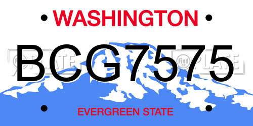 BCG7575 Washington License Plate