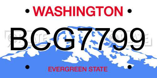 BCG7799 Washington License Plate