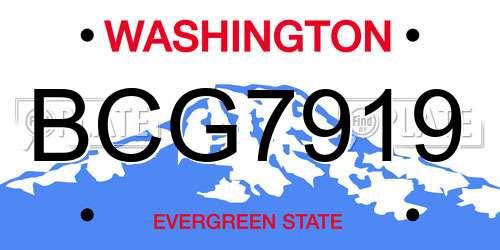BCG7919 Washington License Plate