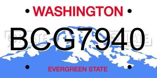 BCG7940 Washington License Plate