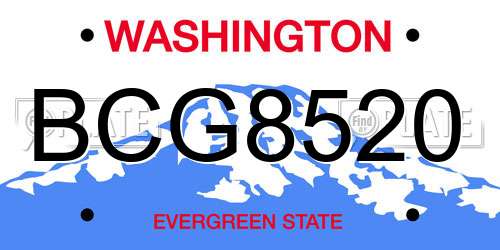 BCG8520 Washington License Plate