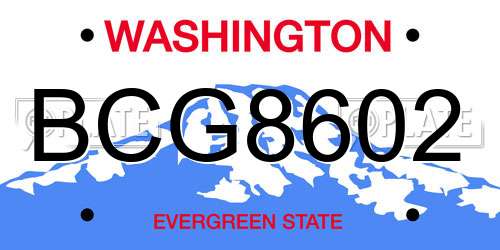 BCG8602 Washington License Plate