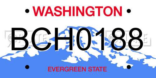 BCH0188 Washington License Plate