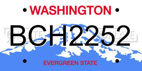 BCH2252 Washington License Plate