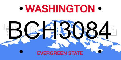 BCH3084 Washington License Plate