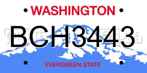 BCH3443 Washington License Plate