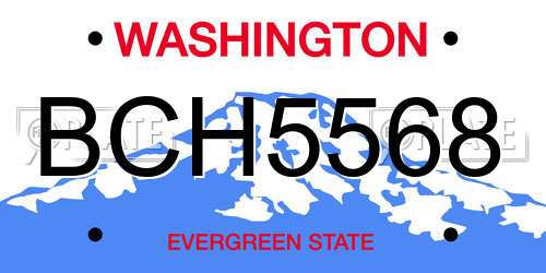BCH5568 Washington License Plate