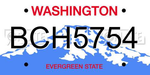 BCH5754 Washington License Plate