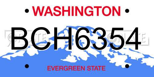 BCH6354 Washington License Plate
