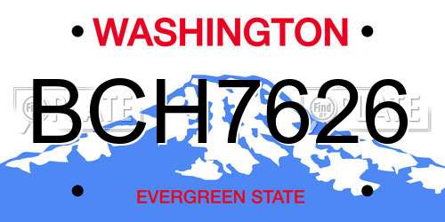 BCH7626 Washington License Plate