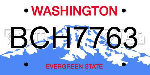 BCH7763 Washington License Plate