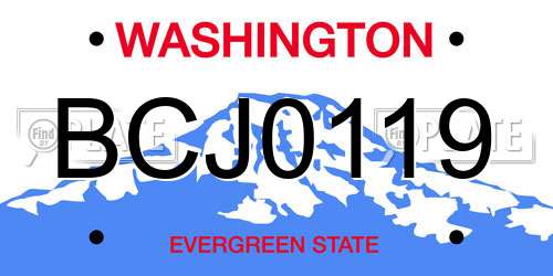 BCJ0119 Washington License Plate