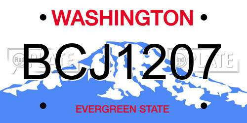BCJ1207 Washington License Plate