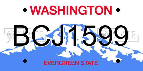 BCJ1599 Washington License Plate