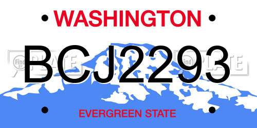 BCJ2293 Washington License Plate