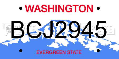 BCJ2945 Washington License Plate