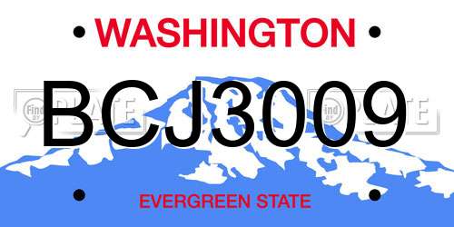 BCJ3009 Washington License Plate