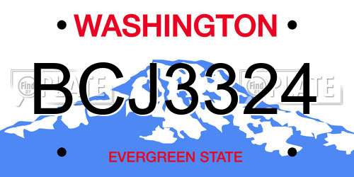 BCJ3324 Washington License Plate