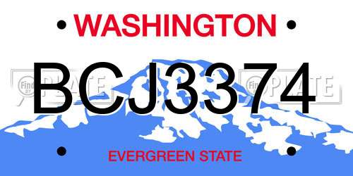 BCJ3374 Washington License Plate