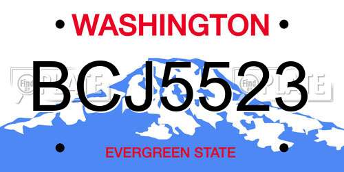 BCJ5523 Washington License Plate