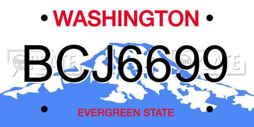 BCJ6699 Washington License Plate
