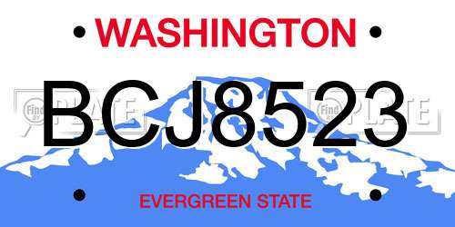 BCJ8523 Washington License Plate