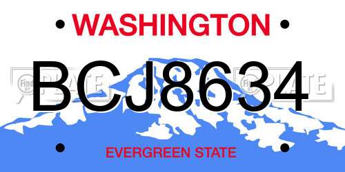 BCJ8634 Washington License Plate