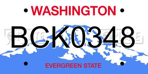 BCK0348 Washington License Plate