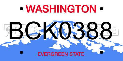 BCK0388 Washington License Plate