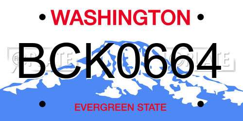 BCK0664 Washington License Plate