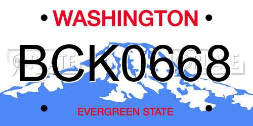 BCK0668 Washington License Plate