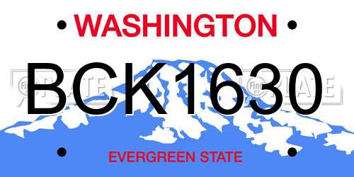 BCK1630 Washington License Plate