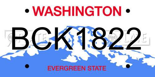 BCK1822 Washington License Plate