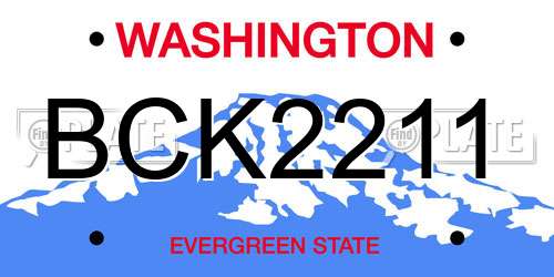 BCK2211 Washington License Plate
