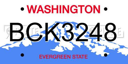 BCK3248 Washington License Plate
