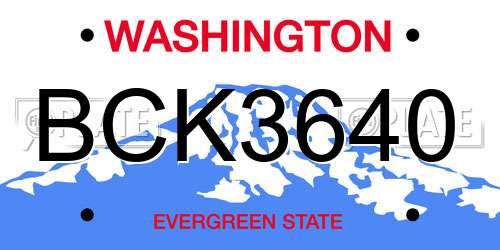 BCK3640 Washington License Plate