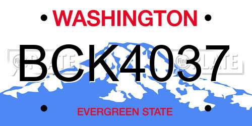 BCK4037 Washington License Plate